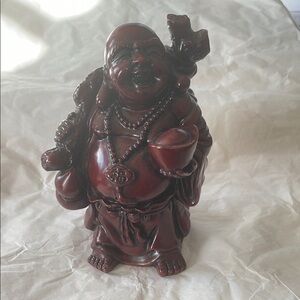 Burgundy Laughing Buddha Figurine